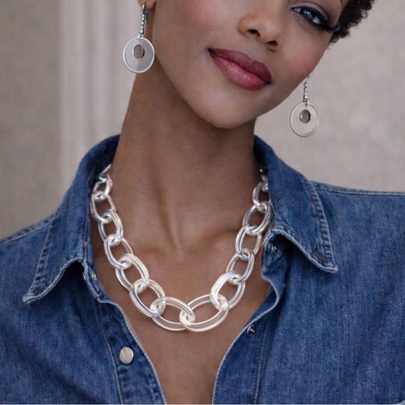 Jewelry - RJ Graziano Clear Loop Chain Necklace & Earring Set